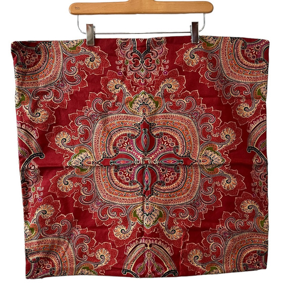 Pottery Barn Ainsley Brick Red Paisley Print Square Throw Pillow Cover - Picture 1 of 6
